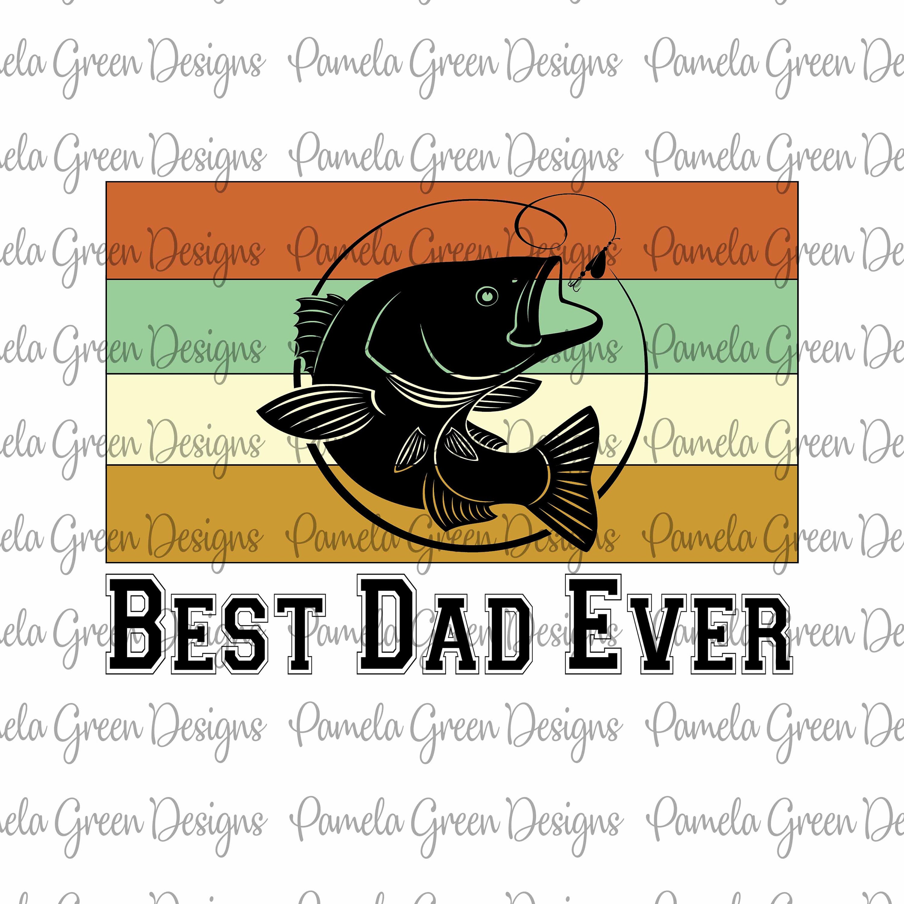 Download Fathers Day Best Dad Ever Retro Fishing PNG SVG DXF | Etsy