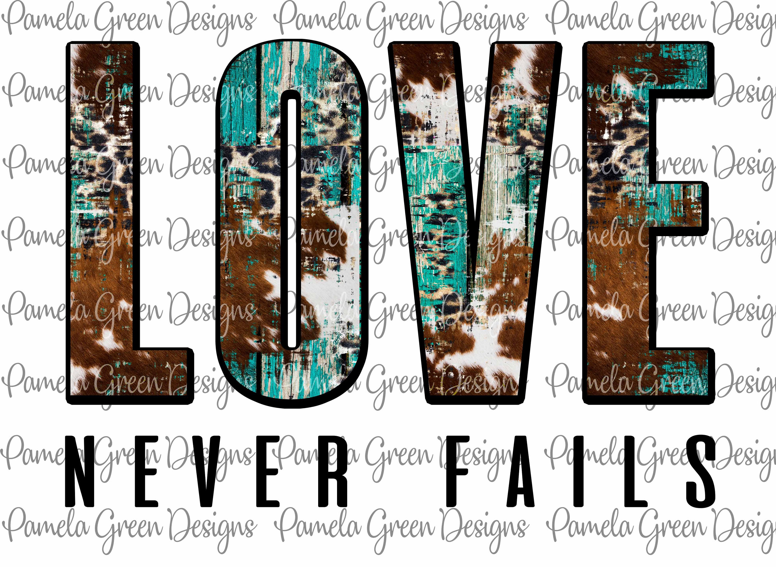 Love Never Fails Cowhide Leopard Turquoise Wood Distressed - Etsy