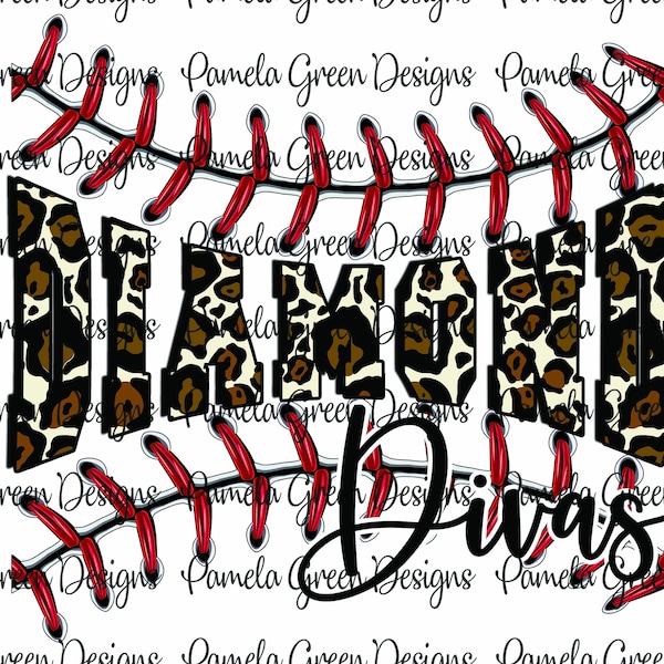 Leopard Softball Diamond Divas PNG Sublimation Design Digital  Download Graphic Designs Sublimate Clipart