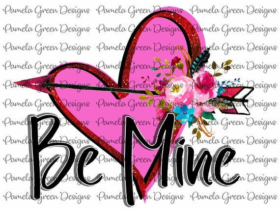 Boho Floral Arrow Pink Love Heart Valentine Sublimation Etsy