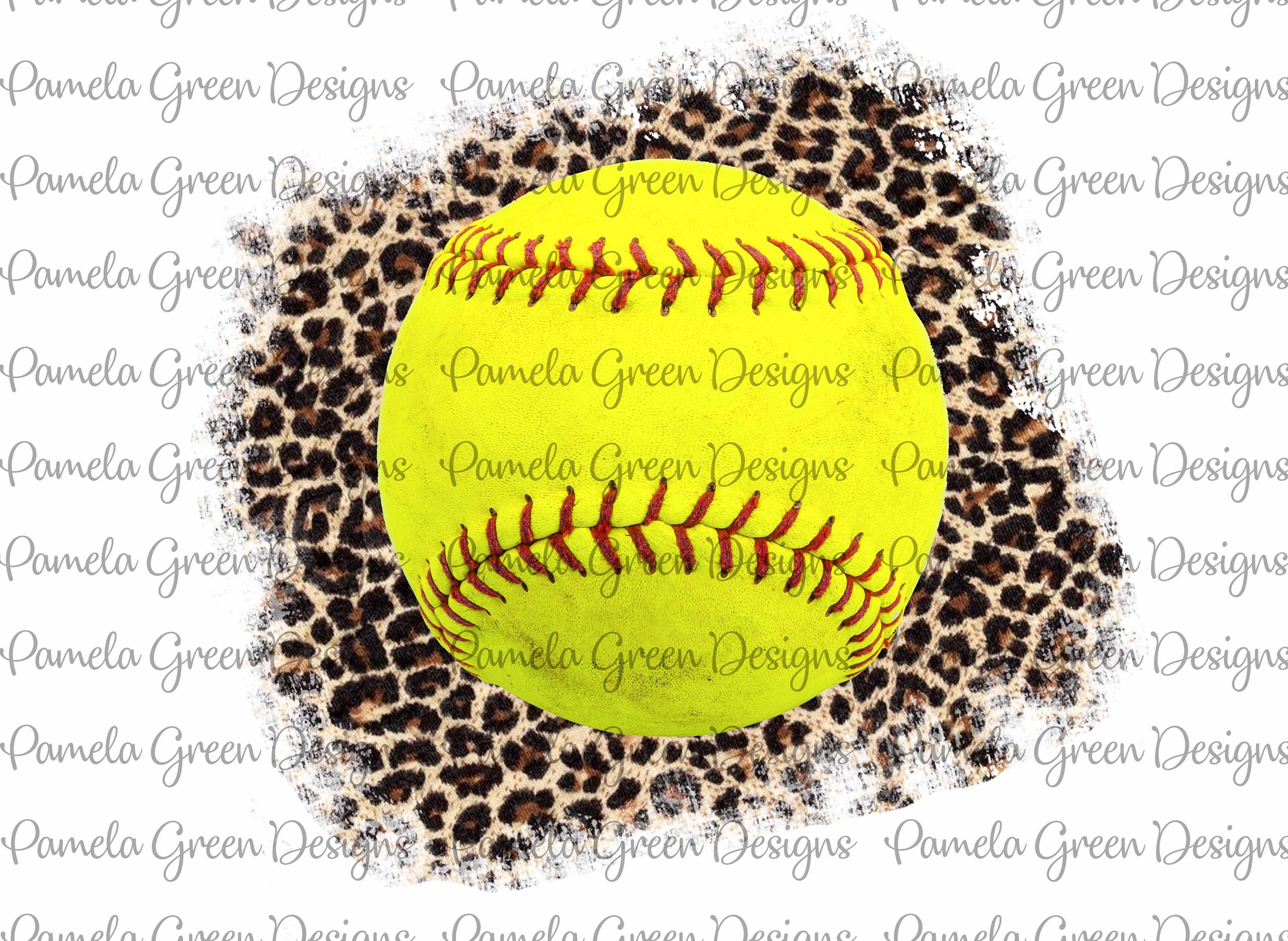 Softball Leopard Sublimation Digital Design Download Graphic Etsy