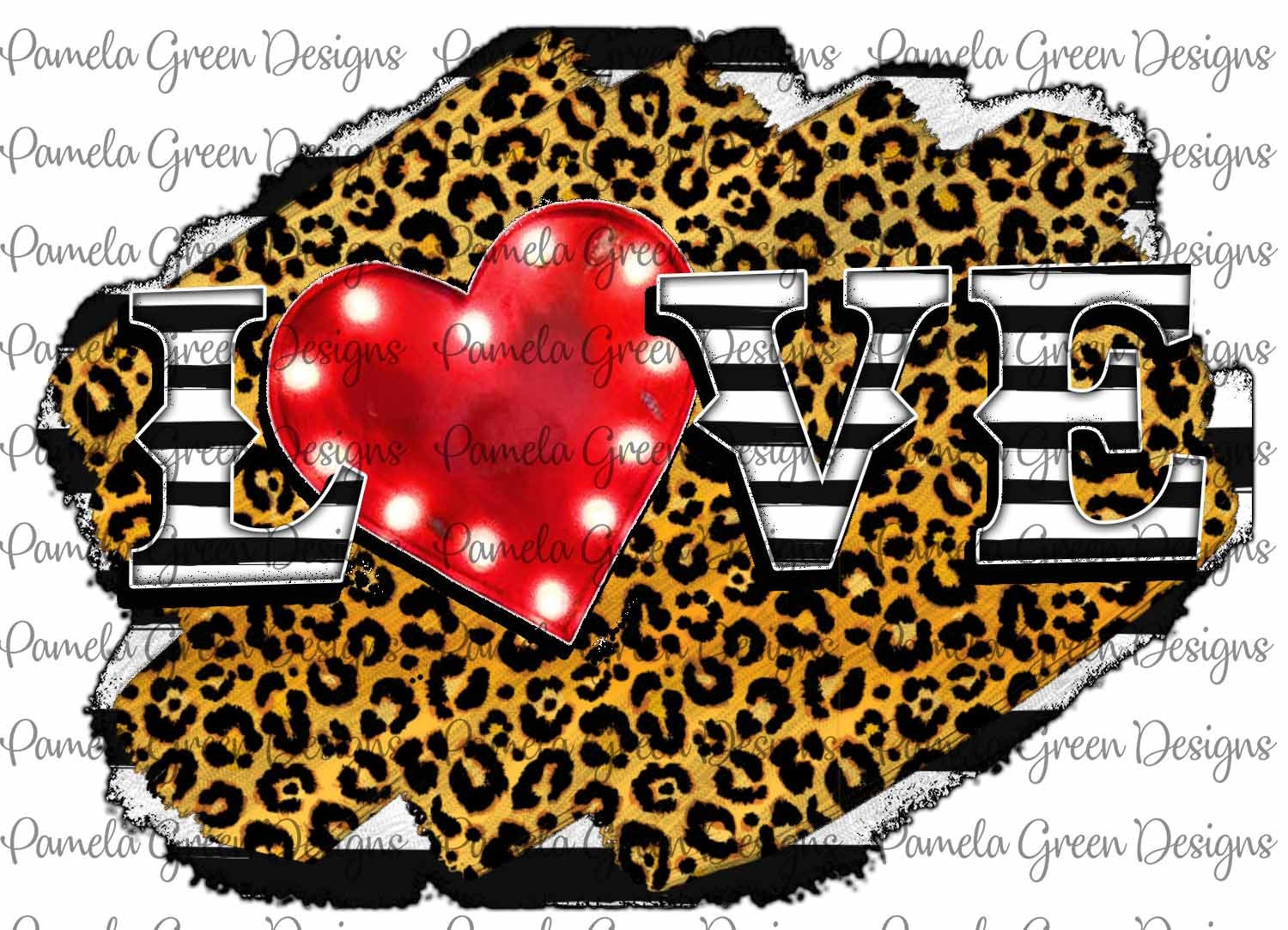 Download Leopard Love Heart Valentine Sublimation Digital Design | Etsy