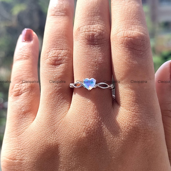 950 Platinum Heart Opal Ring: Moissanite Infinity Shank