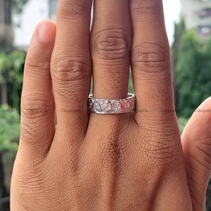 Handmade 935 Argentium Silver Filigree Wedding Band, Vintage Style Men&#39;s Ring, Classic Engraved Band, Art Deco Band, Unique Gift for Him
