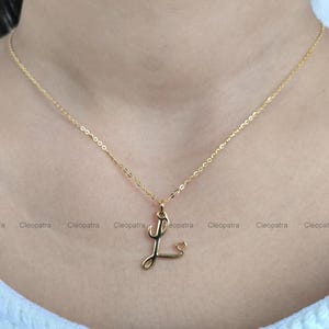 Lindo seu próprio nome, letra e pingente de coração, colar de corrente com pingente delicado de ouro amarelo 14k sólido para mulheres, colar de festa de ouro 14k sólido