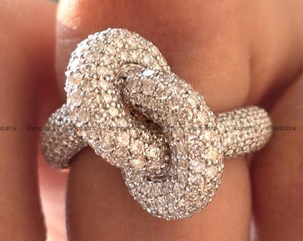 Pierścionek z węzłem Moissanite: okrągła obrączka ślubna o masie 3,10 ct, ze srebra próby 935, wykończona żółtym złotem