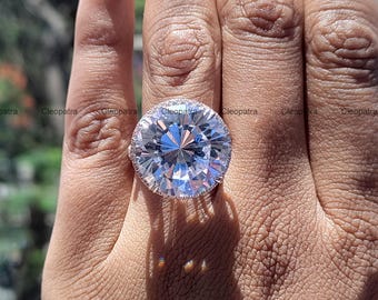 22.75CT Round Cubic Zirconia Halo Ring: 935 Argentium Silver Split Shank Engagement Ring