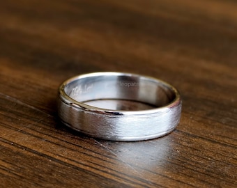 935 Argentium Silver Band: Unisex Hip-Hop Style, Engraved Stars