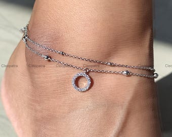 繊細なダブルチェーンアンクレット、ケーブルチェーンアンクレット