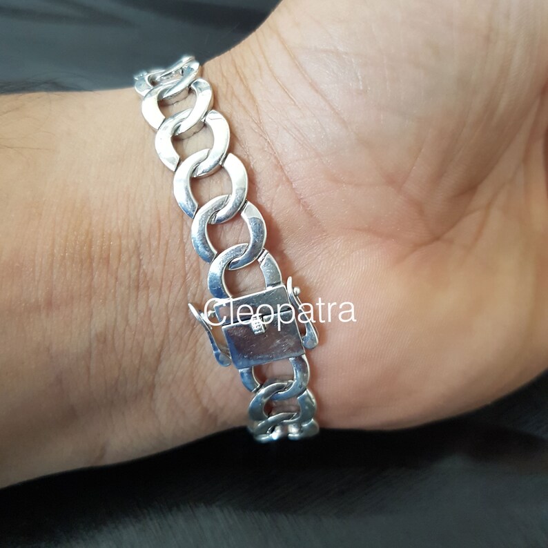 Oval Turquoise 925 Sterling Silver Men/'s Bracelet