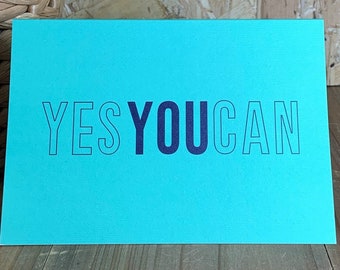 Yes You Can Greetings Card | Sending Positivity | Inspirational, Motivational, Good Luck, Self Belief Message | Affirmation, Fitspiration