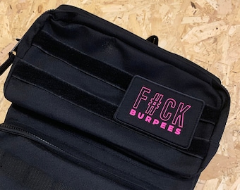 Bolsa de ginástica Mochila tática Molle - Mochila estilo militar - FUCK BURPEES Patch FREE - Kit bolsa preta caminhada caminhada Personal Trainer Bootcamp
