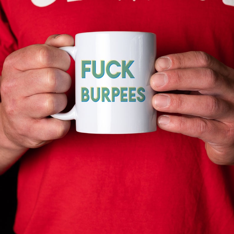 Personalised Fuck Burpees Mug - Fun Fitness Gift for Him Her Funny Secret Santa Birthday Work Out Gym Weightlifting Crossfitter Bootcamp PE image 1
