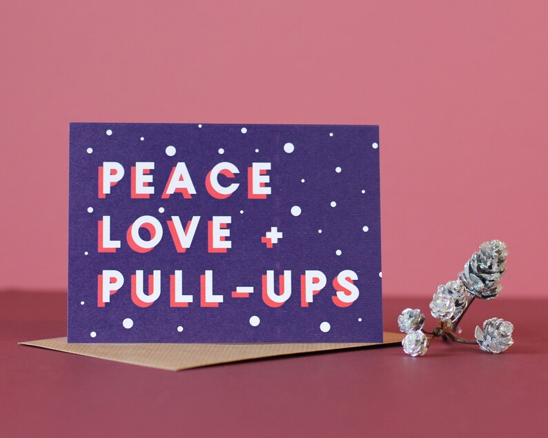 Gym Christmas Card Peace Love Pull Ups Crossfit Etsy