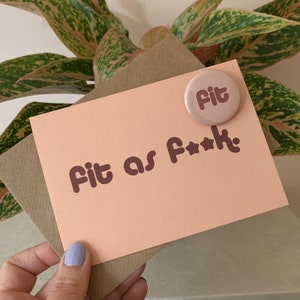Fit as F**k card with badge - fitness birthday card - gym