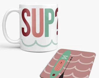 E AÍ? Presente para fã de stand up paddle boarding caneca personalizada - S.U.P Stand Up Paddle Paddleboarding Paddler - piada de surf Natal aniversário
