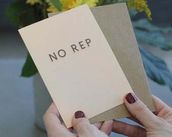 No Rep greetings card - funny gym birthday card - competitive strong strength - gym puns fitness joke - congratulations motivation good luck