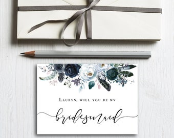 Bridesmaid Proposal Card, Floral Bridesmaid Proposal Card Template, Printable Proposal Card, Bridal Party Card, Instant Download