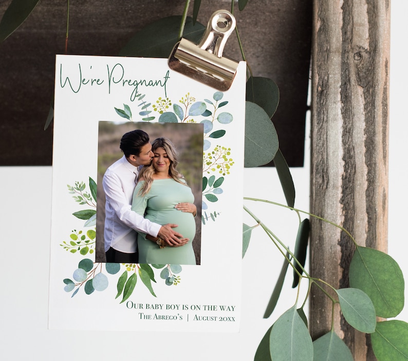 Eucalyptus Pregnancy Announcement Greenery Announcement Etsy