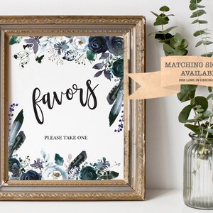 Navy Floral Thank You Tag Printable, Favor Thank You Tag, Instant ...