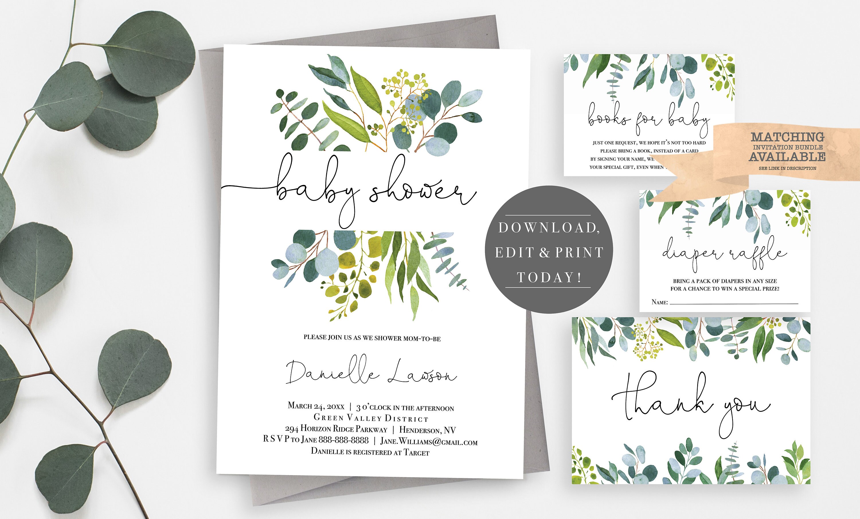 Wishes for Baby Sign and Card Printable Greenery Wishes for - Etsy