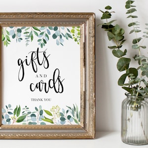 Greenery Gifts and Cards Sign, Printable Gifts and Cards Sign ...