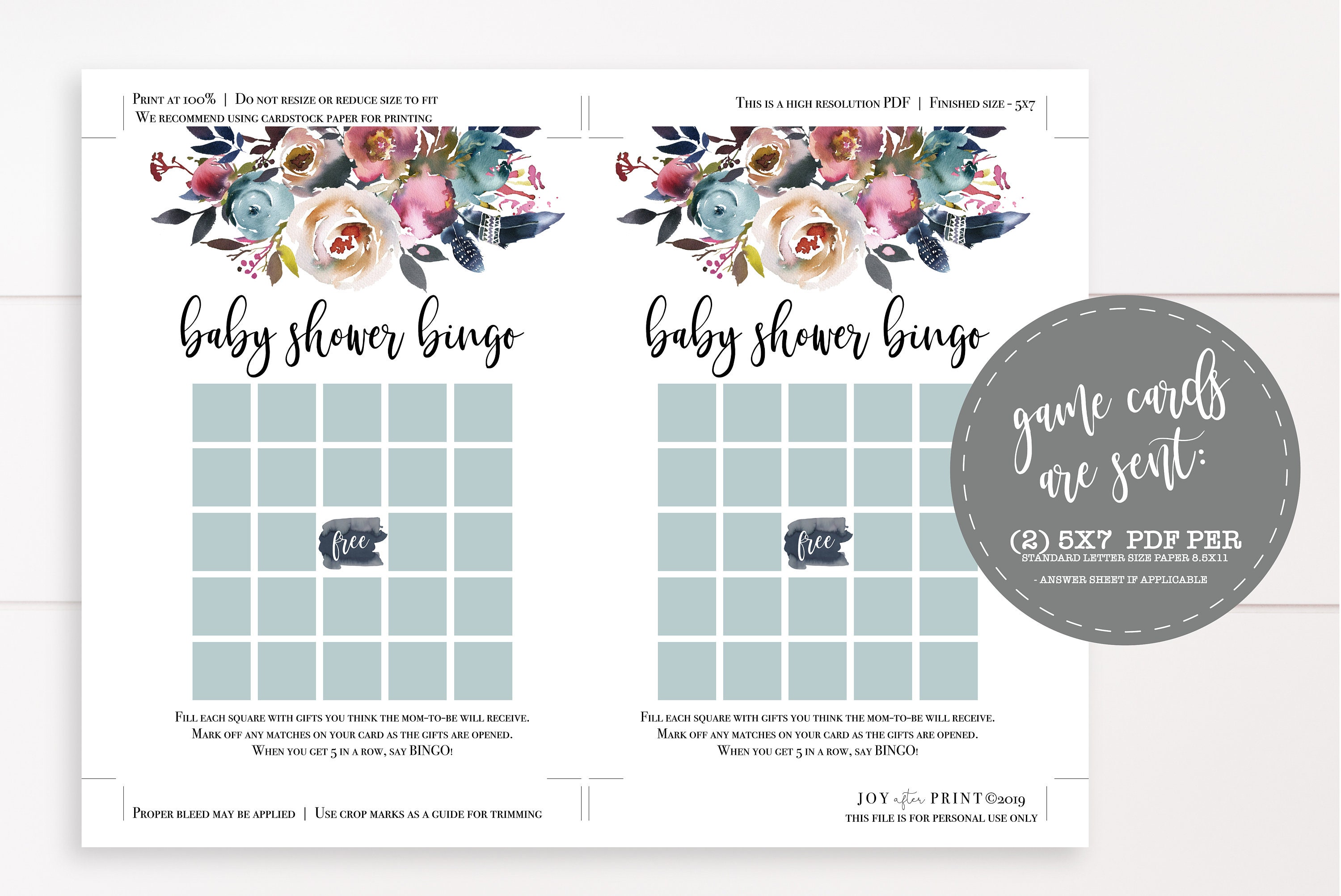 Boho Floral Baby Shower Game Set Printable Baby Shower Game | Etsy