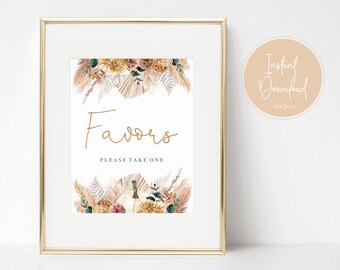 Boho Pumpkin Favors Sign, Fall Favor Sign, Digital Download, Instant Download, Fall Bridal Shower, Fall Baby Shower, 8x10 sign, ORG-PUM