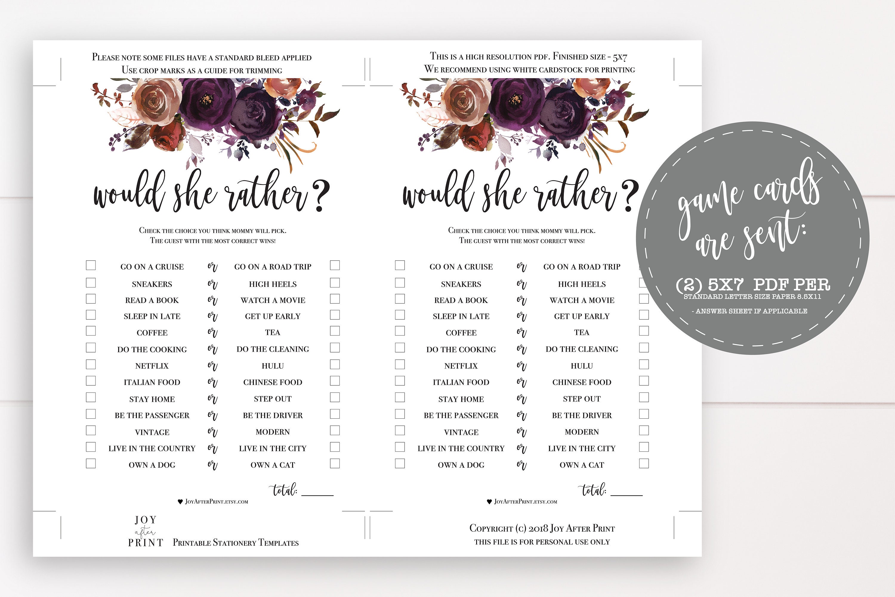 Floral Baby Shower Game Set - 5 Fun Printable Games For 50 Guests, Includes Prediction, Emoji Bingo & Who Knows Mommy - View #8