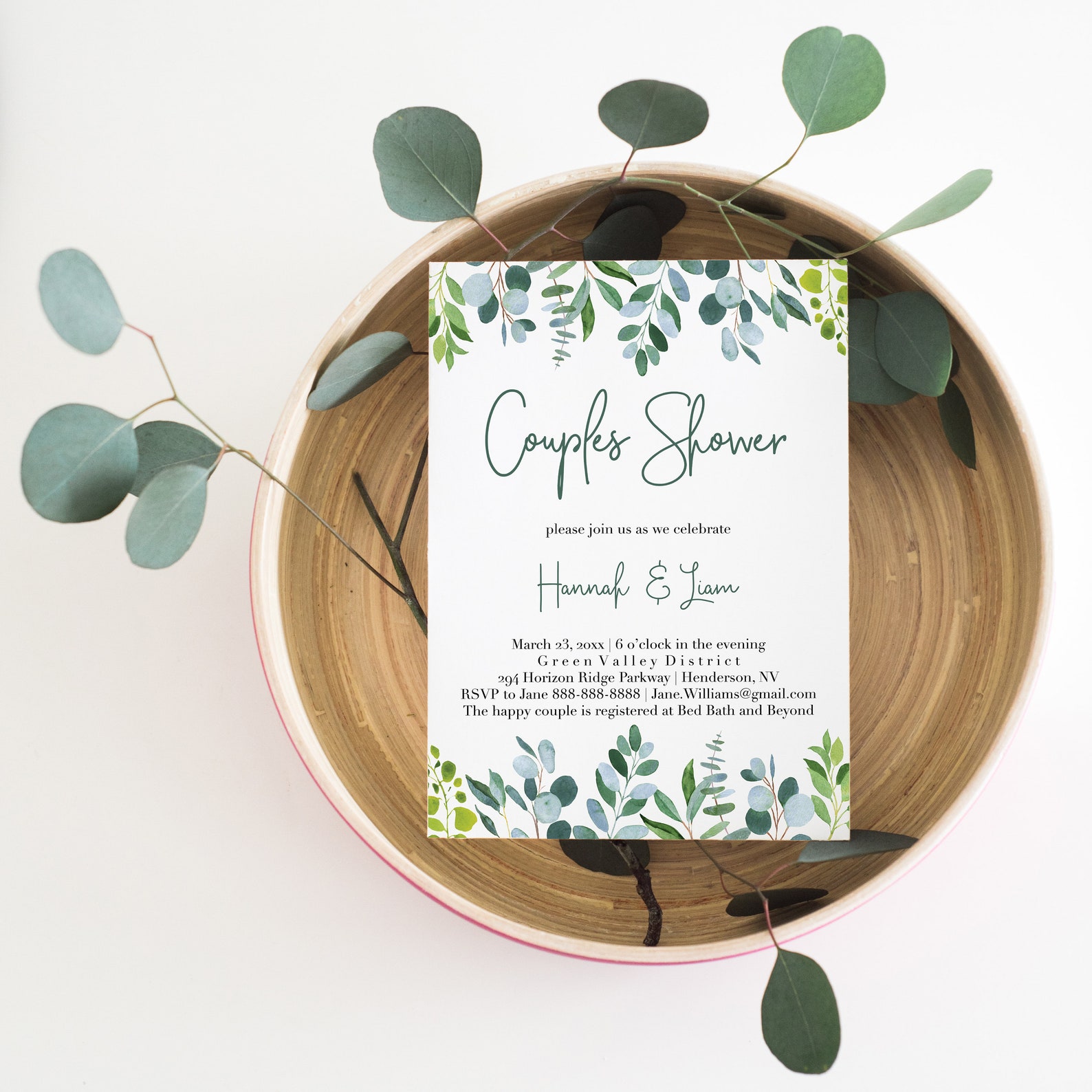 Greenery Couples Shower Invitation Eucalyptus Bridal Shower Etsy