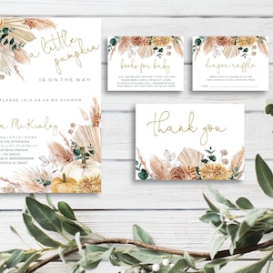 A Little Pumpkin is on the Way,Baby Shower Invitation, Boho Fall Invitation, Digital Invitation, Editable Template,Fall Baby Shower, ORG-PUM