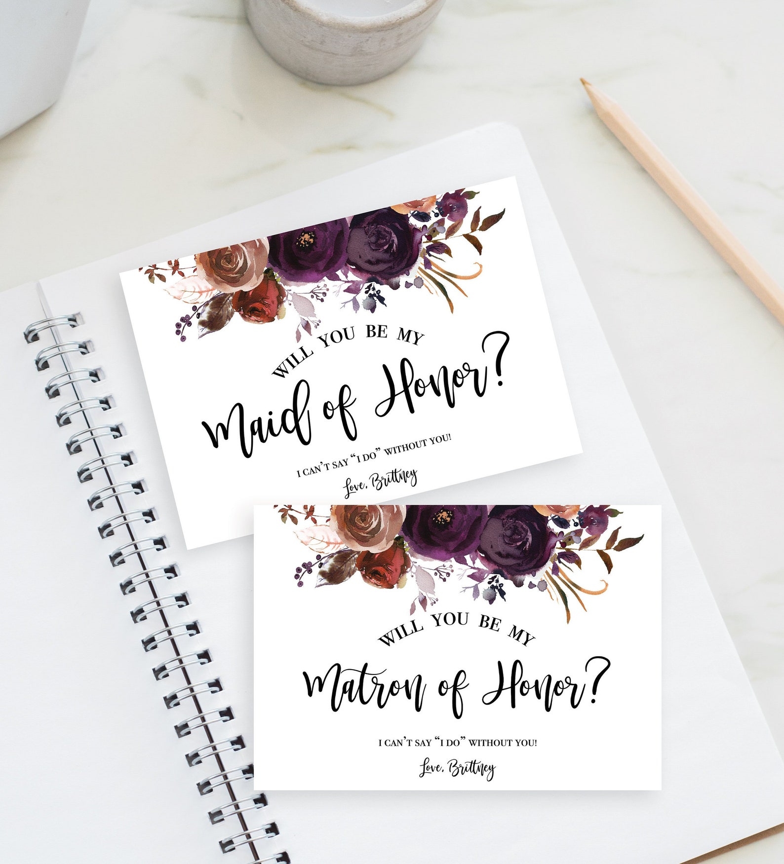 Maid of Honor Proposal Card, Matron of Honor Proposal Card, Floral ...
