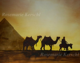 Aquarellbild *Ägypten* handgemalt 36 x 48 cm Querformat kein Druck