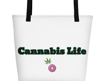 Cannabis Life Pot Leaf Beach Bag / Tote Bag from The Healthy LA Mainstream Cannabis Brand