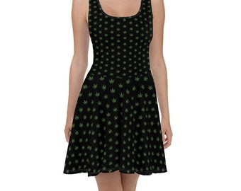 Marijuana Pot Leaf Skater Dress from The Healthy LA mainstream cannabis brand