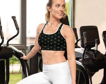 Pot Leaf Padded Sports Bra from The Healthy LA Mainstream Cannabis brand