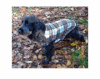 Tartan blue dog  fleece sweater,  warm dog sweater, dog polar vest