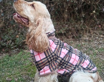 Pink Tartan Dog Fleece Sweater With Short Sleeves Warm Dog - Etsy