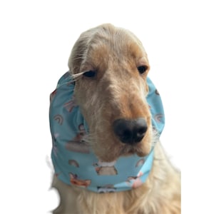Boho light blue waterproof snood for dogs with paws, waterproof thick snood, cocker  snood, spaniel snood, dog rain hood