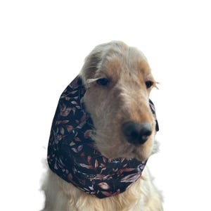 Birds on black  waterproof snood for dogs,rainproof dog ears cover,cocker basset poodle cavalier snood,thick waterproof dog snood