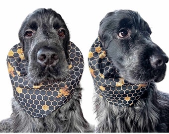 Golden bees waterproof snood for dogs, Rainproof dog ears cover, cocker basset poodle cavalier snood, thick waterproof cocker spaniel snood