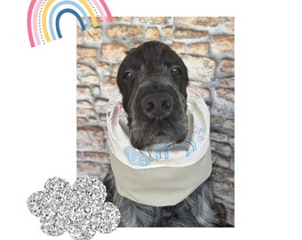 Waterproof snood for dogs with raimbows, waterproof thick snood, cocker cavalier basset poodle setter snood, spaniel snood, dog rain hood