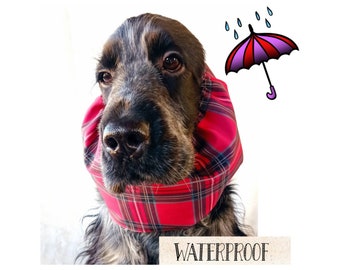 Écharpe imperméable pour chien en tartan rouge, écharpe imperméable pour chien à carreaux