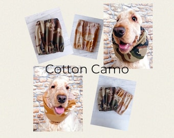 Camouflage Hundeschal, Snood für Cocker Spaniel, Basset Snood, Baumwoll Ohren Abdeckung für Hunde, Hunde Ohren Schutz, Jagd Hunde Snood