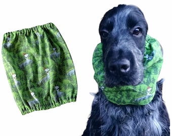 Green forest cotton snood for dogs,cocker spaniel ears cover, basset hound ears protector