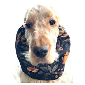 Golden bugs on black  waterproof snood for dogs,rainproof dog ears cover,cocker basset poodle cavalier snood,thick waterproof dog snood