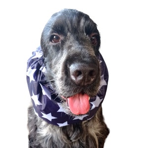 Thin Blue  waterproof dog snood, rainproof spaniel snood, water resistant cavalier king ears protector, rainproof dog snood,dog swimming cap