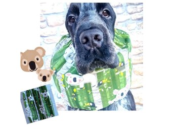 Green Jungle cotton snood for dogs , dog ears cover, summer dog snood, cavalier king snood,dog headband, dog RAW food protector