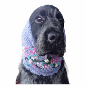 Lillac knitted cocker spaniel snood, wool snood for cocker spaniel, warm cocker spaniel snood