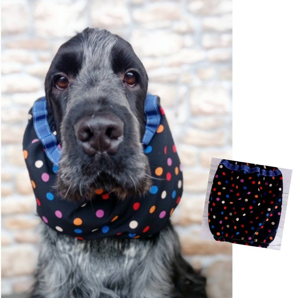 Snood a punti multicolori per cani, copertura orecchie cocker spaniel, fascia testa cavalier king, snood cane primaverile